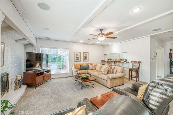Fireplace, Interior, Living room, Recessed Lighting, Stone Walls
