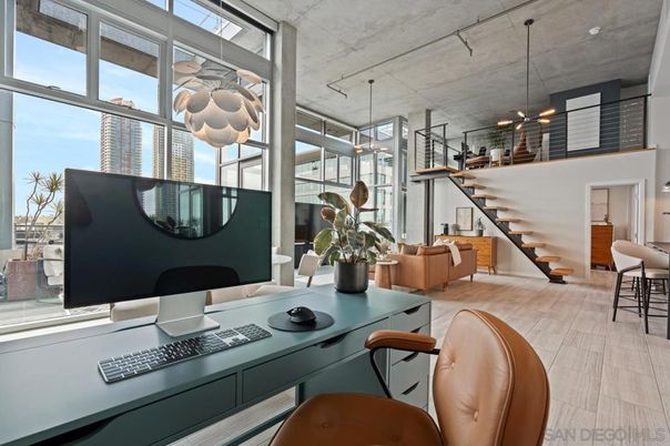 Home Office, Interior, Pendant Lights, Wood Texture Flooring