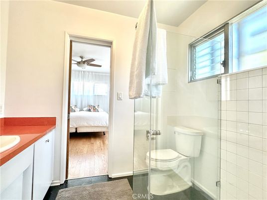Bathroom, Bedroom, Glass Shower, Interior, Wood Texture Flooring
