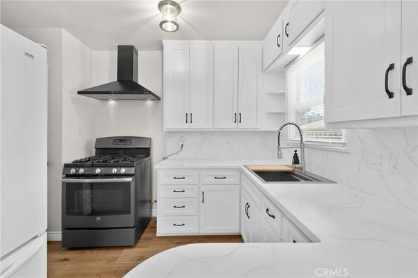 Interior, Kitchen, Marble Walls, Wood Texture Flooring