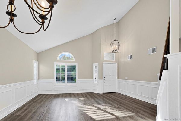 Empty room, Interior, Pendant Lights, Wood Texture Flooring