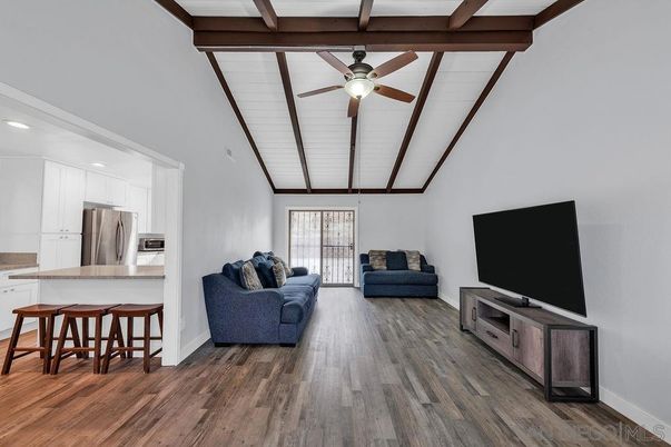 Interior, Kitchen, Living room, Recessed Lighting, Stainless Steel Appliances, Wood Texture Flooring