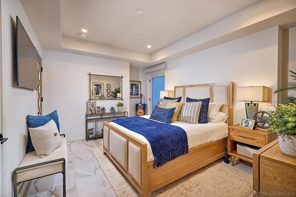 Bedroom, Interior, Marble, Recessed Lighting