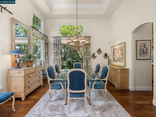 Chandelier, Dining room, Interior, Pendant Lights, Wood Texture Flooring