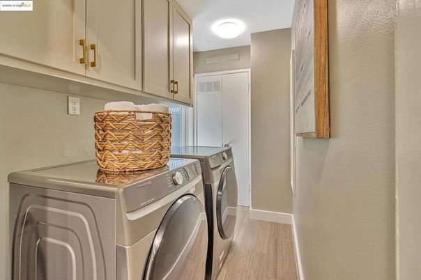 Interior, Washer, Wood Texture Flooring