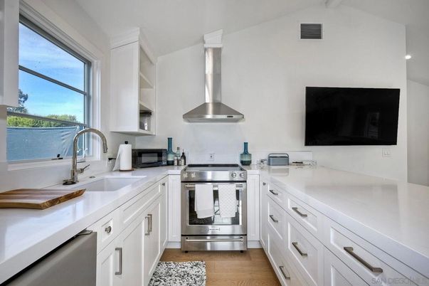 Interior, Kitchen, Stainless Steel Appliances, Wood Texture Flooring