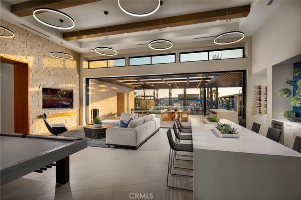 Billiard Table, Game Room, Interior, Living room, Pendant Lights, Recessed Lighting