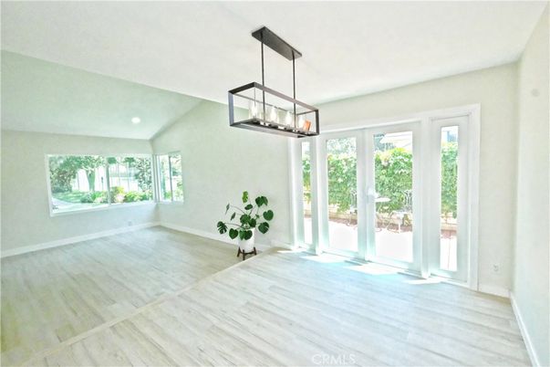 Empty room, Interior, Pendant Lights, Recessed Lighting, Wood Texture Flooring