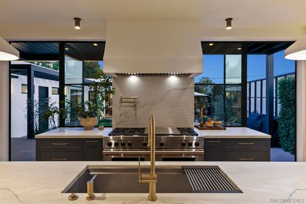 Interior, Kitchen, Marble Walls, Stainless Steel Appliances