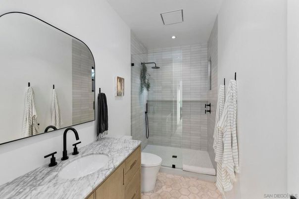 Bathroom, Glass Shower, Interior, Recessed Lighting