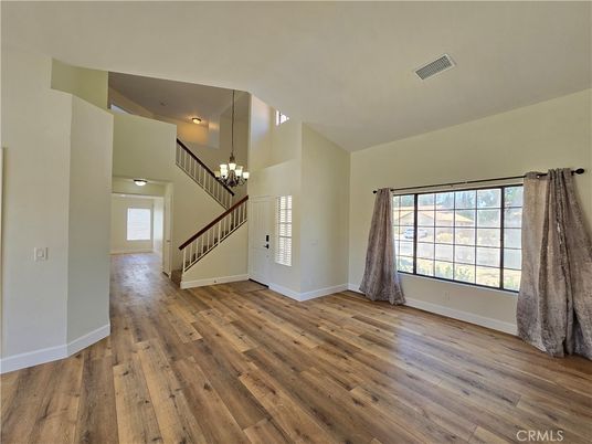 Chandelier, Empty room, Interior, Wood Texture Flooring