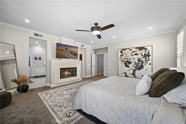 Bedroom, Fireplace, Interior, Recessed Lighting