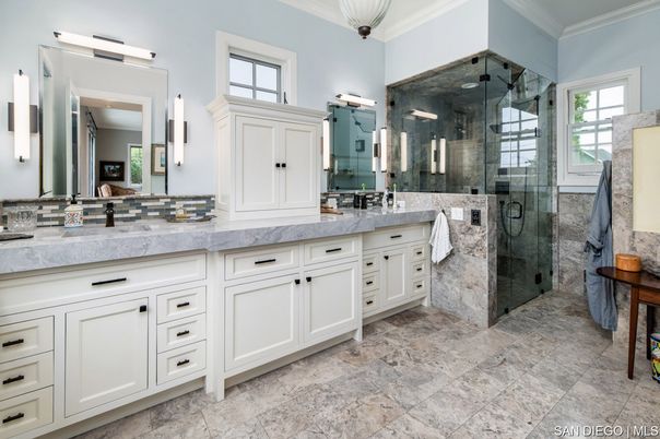 Bathroom, Dual Sink Vanities, Glass Shower, Interior