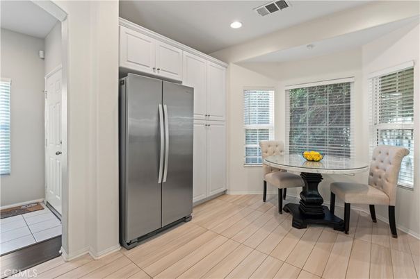 Dining room, Interior, Kitchen, Recessed Lighting, Stainless Steel Appliances, Wood Texture Flooring