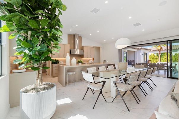 Dining room, Interior, Kitchen, Marble, Pendant Lights, Recessed Lighting, Stainless Steel Appliances
