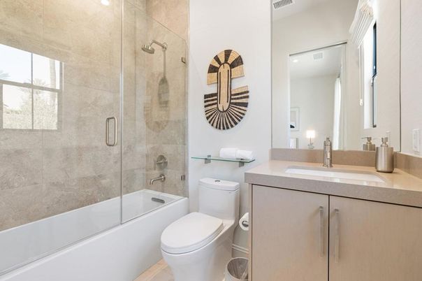Bathroom, Glass Shower, Interior, Recessed Lighting