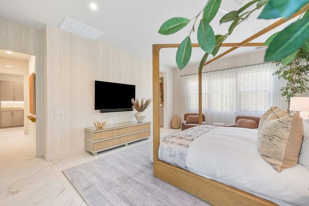 Bedroom, Interior, Marble, Recessed Lighting