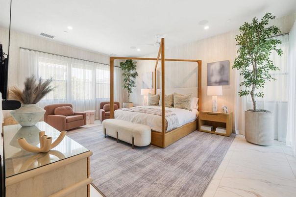 Bedroom, Interior, Marble, Recessed Lighting