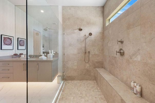 Bathroom, Glass Shower, Interior, Recessed Lighting