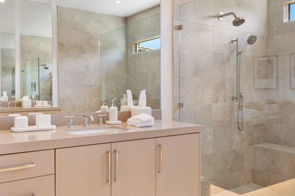 Bathroom, Glass Shower, Interior, Recessed Lighting