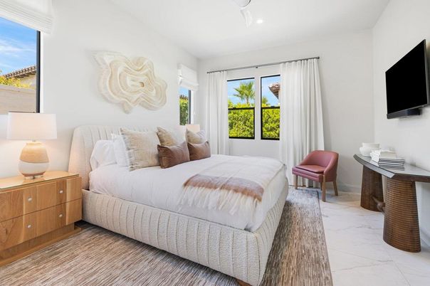 Bedroom, Interior, Marble, Recessed Lighting