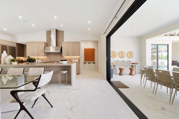 Dining room, Interior, Kitchen, Marble, Recessed Lighting, Stainless Steel Appliances