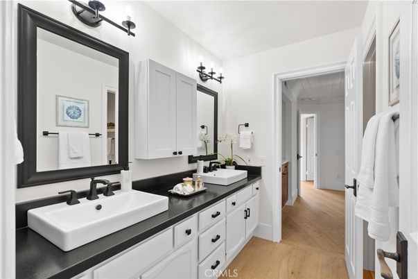 Bathroom, Dual Sink Vanities, Interior, Wood Texture Flooring