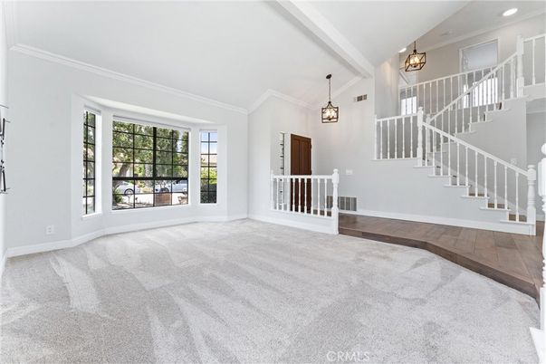 Empty room, Interior, Pendant Lights, Recessed Lighting, Wood Texture Flooring