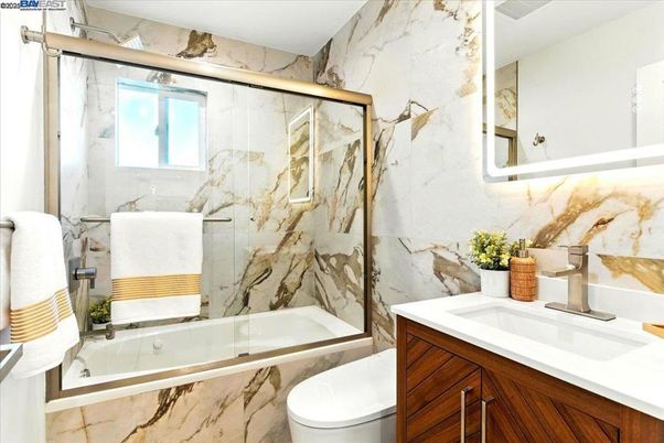 Bathroom, Glass Shower, Interior, Marble Walls