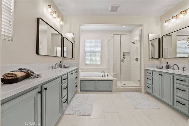 Bathroom, Dual Sink Vanities, Glass Shower, Interior