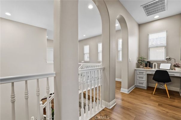 Home Office, Interior, Recessed Lighting, Wood Texture Flooring