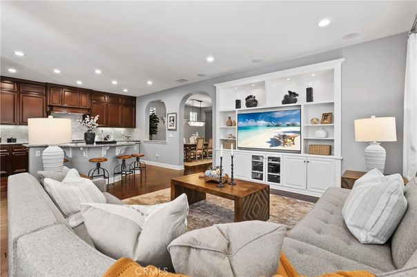 Interior, Kitchen, Living room, Recessed Lighting, Wood Texture Flooring