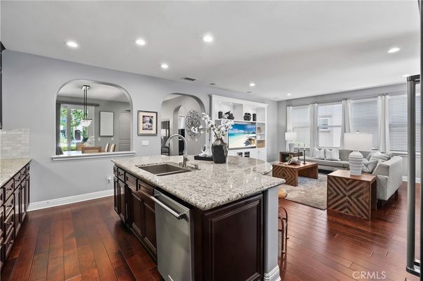 Interior, Kitchen, Living room, Recessed Lighting, Wood Texture Flooring