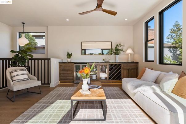 Interior, Living room, Pendant Lights, Recessed Lighting, Wood Texture Flooring