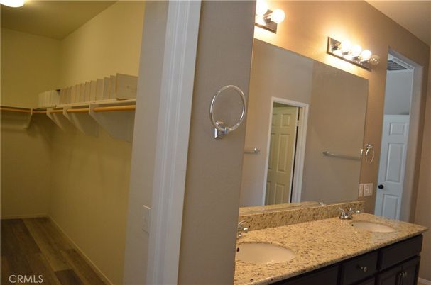 Bathroom, Dual Sink Vanities, Interior, Walk-in Closets, Wood Texture Flooring