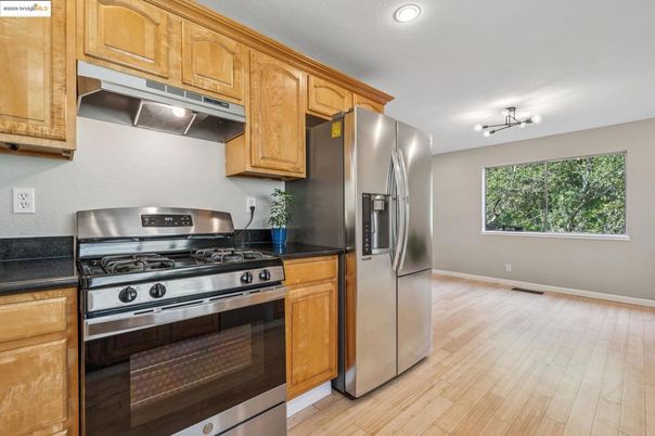 Interior, Kitchen, Stainless Steel Appliances, Wood Texture Flooring