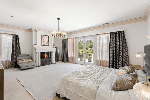 Bedroom, Chandelier, Fireplace, Interior, Recessed Lighting