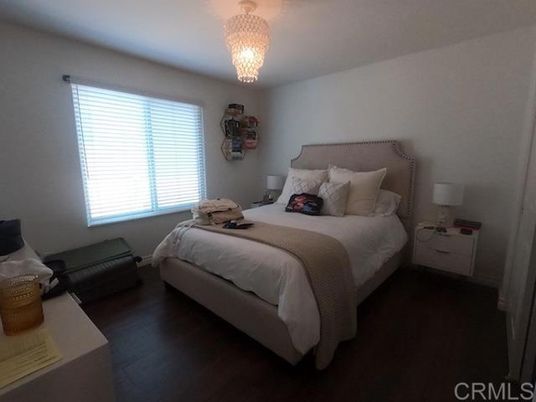 Bedroom, Chandelier, Interior, Wood Texture Flooring