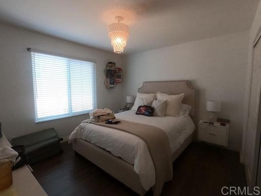 Bedroom, Chandelier, Interior, Wood Texture Flooring