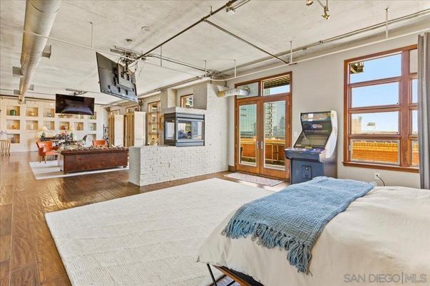 Bedroom, Interior, Pendant Lights, Wood Texture Flooring