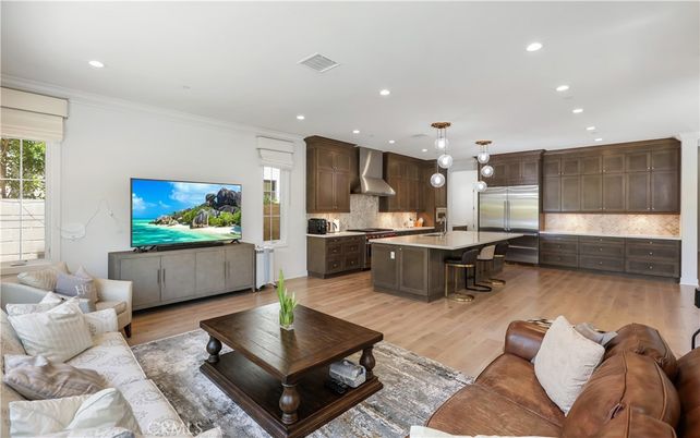 Interior, Kitchen, Living room, Pendant Lights, Recessed Lighting, Stainless Steel Appliances, Wood Texture Flooring