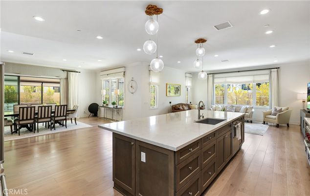 Dining room, Interior, Kitchen, Living room, Pendant Lights, Recessed Lighting, Wood Texture Flooring