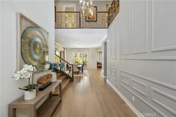 Dining room, Interior, Pendant Lights, Recessed Lighting, Wood Texture Flooring