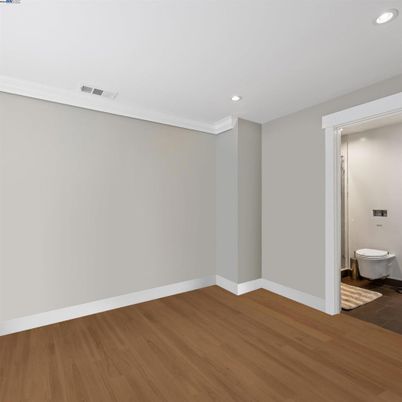 Bathroom, Empty room, Interior, Recessed Lighting, Wood Texture Flooring