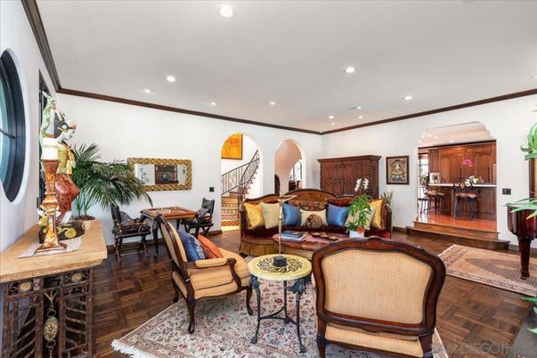 Dining room, Interior, Living room, Recessed Lighting, Wood Texture Flooring