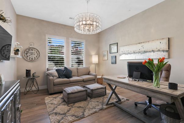 Chandelier, Home Office, Interior, Pendant Lights, Wood Texture Flooring