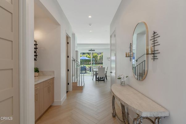 Dining room, Interior, Recessed Lighting, Wood Texture Flooring