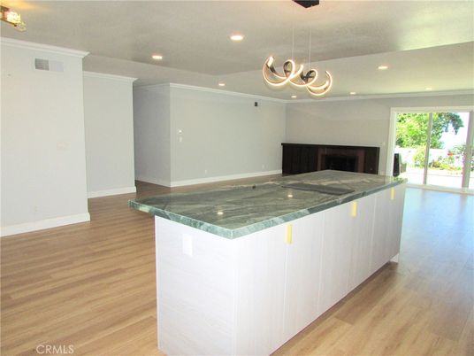 Chandelier, Interior, Kitchen, Pendant Lights, Recessed Lighting, Wood Texture Flooring