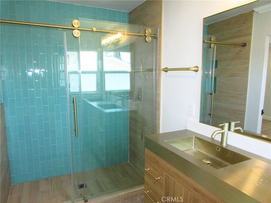 Bathroom, Glass Shower, Interior, Wood Texture Flooring