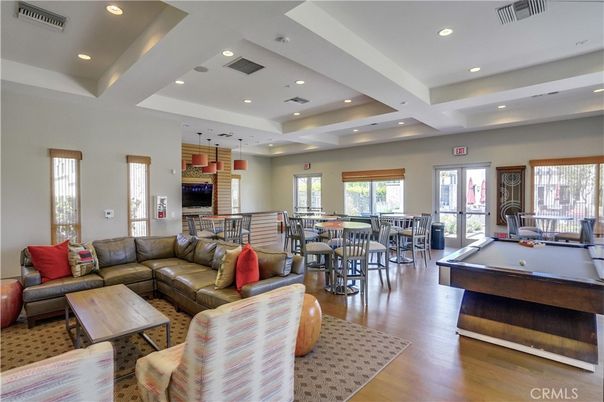 Billiard Table, Dining room, Game Room, Interior, Living room, Pendant Lights, Recessed Lighting, Wood Texture Flooring